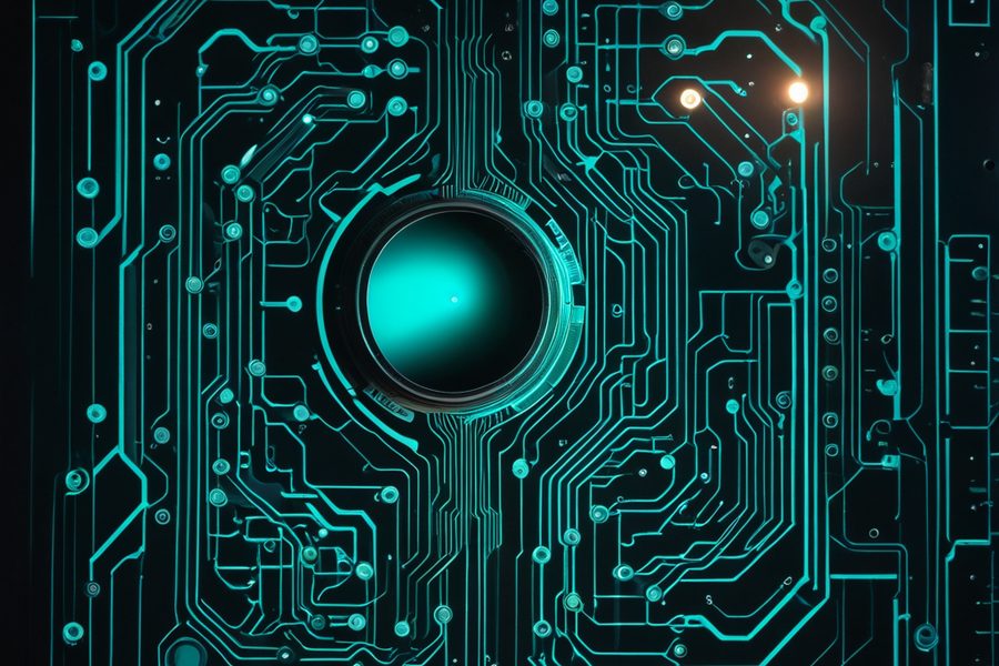 A precision lens inspecting a circuit of light, illustrating independent review for ECL model validation