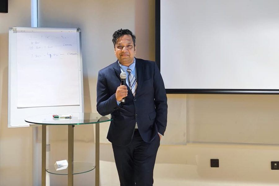 Sumit Agarwal leading a risk training session